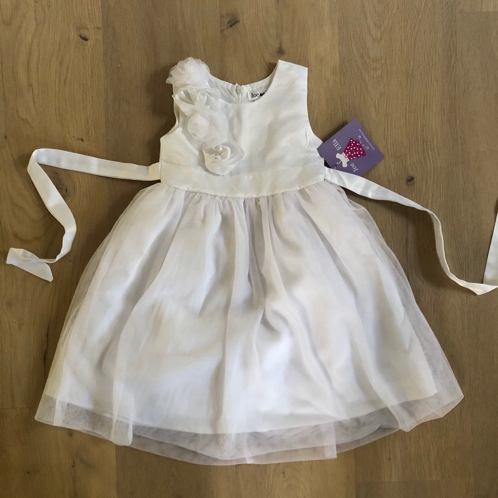 FLOWER GIRL satin dress with rosettes 24M